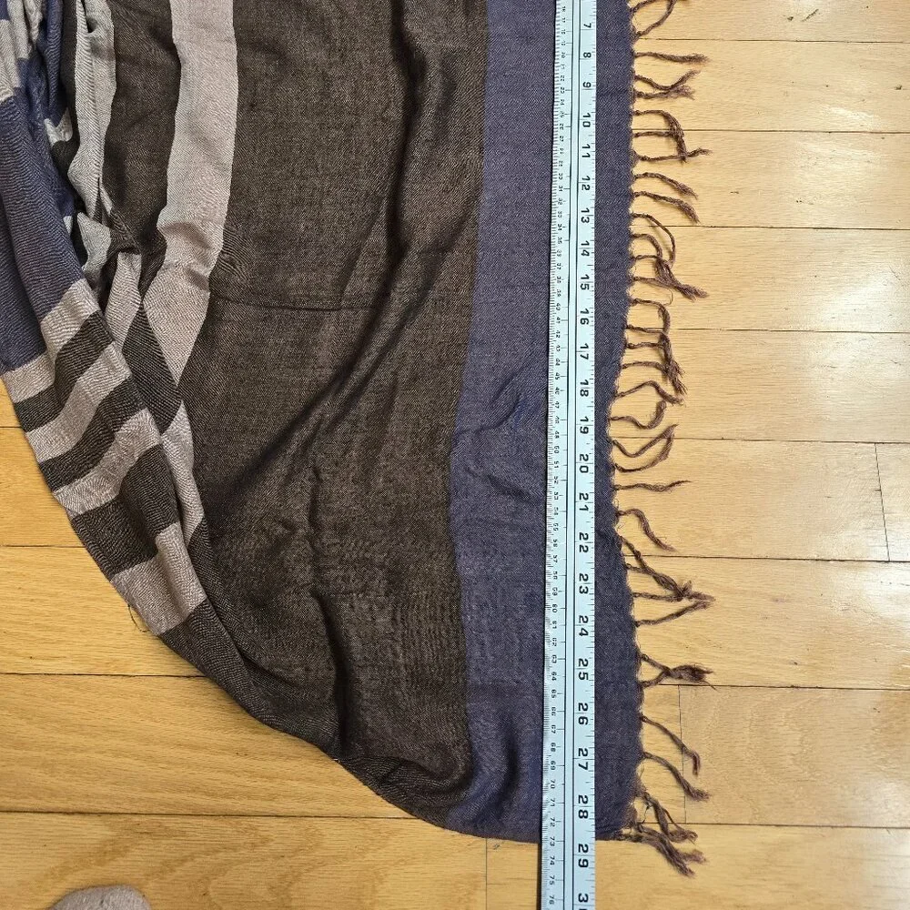 vintage 80's | whimsy brown purple colorblock medium fringe scarf